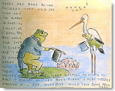 Mr Frog greets Mr Stork