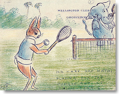 Hare about to serve an ace